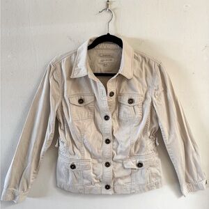 Jones New York Sport Stretch utility safari jacket, size medium in khaki